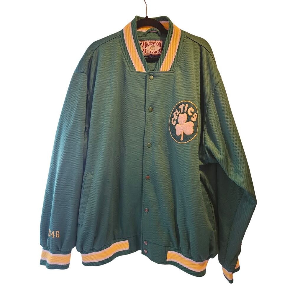 Vintage Celtics Jacket Mens XXL Hardwood Classics Snap Front NBA